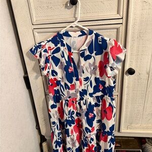 Floral Print Dress with Ruffle Sleeves